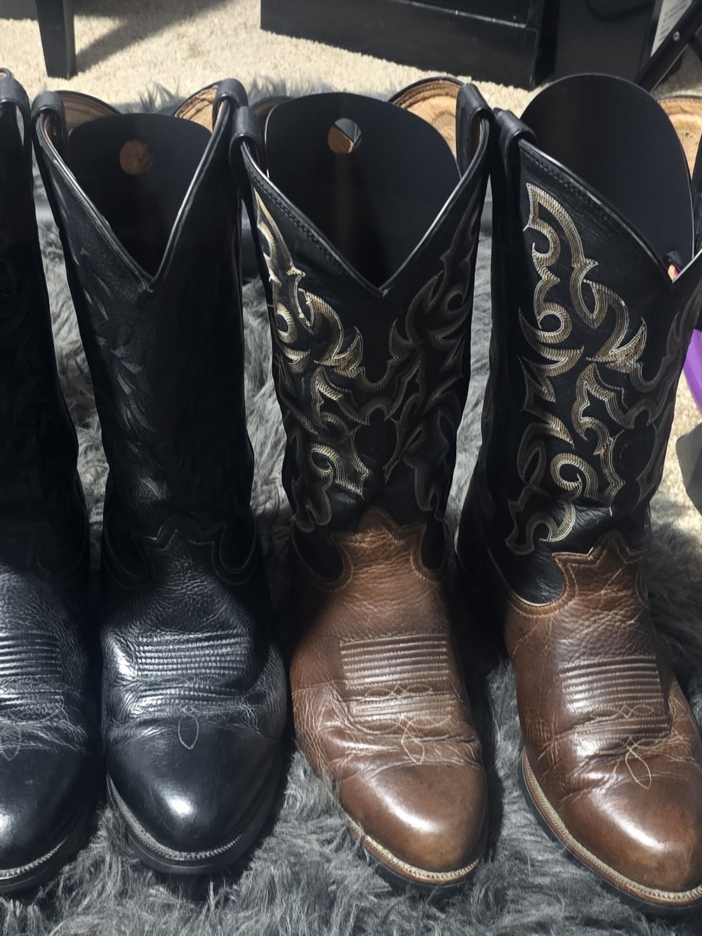 Tony Lama Two-Tone Black and Brown Western Cowboy Boots